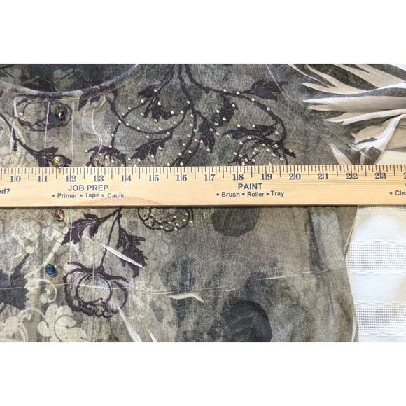 NY Collection Tunic Sublimation Green Purple Floral Iridescent Boho Plus 2X - Picture 7 of 10